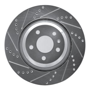 Audi S6 Brake Rotor (1) - Rear Left - R1 Concepts - Drilled & Slotted - Silver - `07-`11